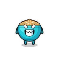 evil expression of the cereal bowl cute mascot character vector