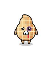 injured peanut character with a bruised face vector