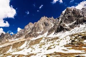 Snowy mountains Chamonix, Mont Blanc, Haute-Savoie, Alps, France photo