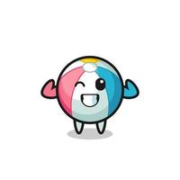 the muscular beach ball character is posing showing his muscles vector