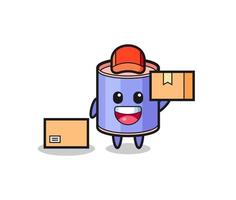 Mascot Illustration of cylinder piggy bank as a courier vector