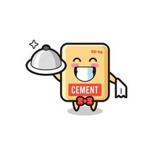 Character mascot of cement sack as a waiters vector