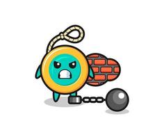 mascota del personaje de yoyo como prisionero vector
