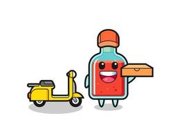 Character Illustration of square poison bottle as a pizza deliveryman vector