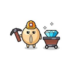 Character Illustration of soy bean as a miner vector