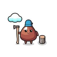 Character cartoon of choco chip as a woodcutter vector