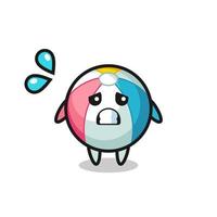 beach ball mascot character with afraid gesture vector