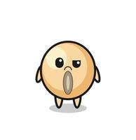 the mascot of the soy bean with sceptical face vector