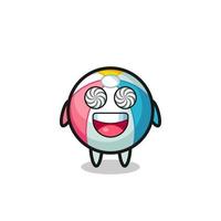 cute beach ball character with hypnotized eyes vector