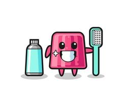 ilustración de mascota de gelatina con un cepillo de dientes vector