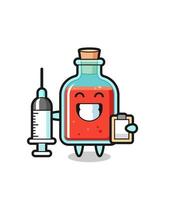 ilustración de mascota de botella cuadrada de veneno como médico vector