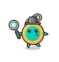 yoyo cartoon character searching with a magnifying glass vector
