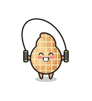 peanut character cartoon with skipping rope vector