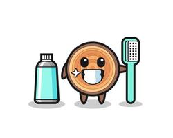 Mascot Illustration of wood grain with a toothbrush vector