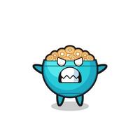 wrathful expression of the cereal bowl mascot character vector