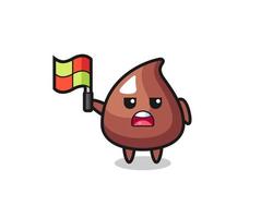 choco chip character as line judge putting the flag up vector