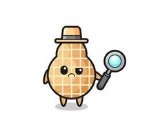 the mascot of cute peanut as a detective vector