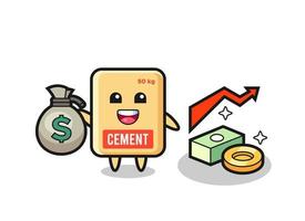 cement sack illustration cartoon holding money sack