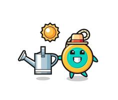 Cartoon character of yoyo holding watering can vector