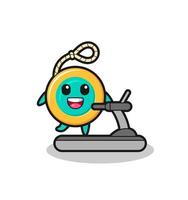 yoyo cartoon character walking on the treadmill vector