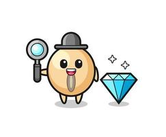 Illustration of soy bean character with a diamond vector