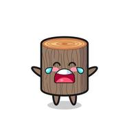 the illustration of crying tree stump cute baby vector