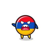 cute armenia flag cartoon in a very angry pose vector