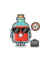 Cartoon mascot of square poison bottle as a businessman vector