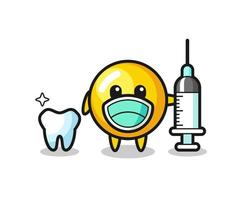 Mascot character of egg yolk as a dentist vector