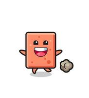 the happy brick cartoon with running pose vector