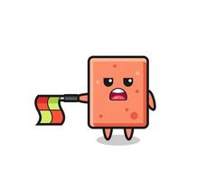 brick character as line judge hold the flag straight horizontally vector