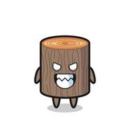 evil expression of the tree stump cute mascot character vector