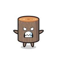 wrathful expression of the tree stump mascot character vector
