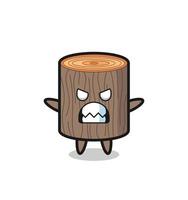 wrathful expression of the tree stump mascot character vector