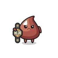 choco chip mascot character as a MMA fighter with the champion belt vector