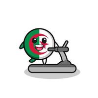 algeria flag cartoon character walking on the treadmill vector