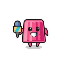 Character mascot of jelly as a news reporter vector