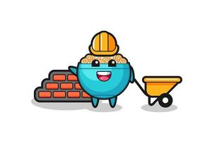 Cartoon character of cereal bowl as a builder vector