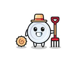 Mascot character of plate as a farmer vector