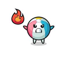 beach ball character cartoon with angry gesture vector