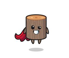 the cute tree stump character as a flying superhero vector