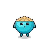 the bored expression of cute cereal bowl characters vector