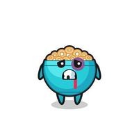 injured cereal bowl character with a bruised face vector