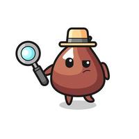 choco chip detective character is analyzing a case vector