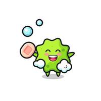 splat character is bathing while holding soap vector