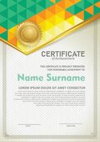 Vertical certificate template with triangle geometric polygonal background, vector