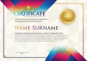 Modern certificate template with diagonal halftone ornament on background. vector illustration