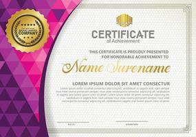 Modern certificate template with polygon texture pattern background. vector