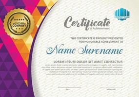 Modern certificate template with polygon texture pattern background. vector