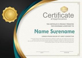 Elegant and futuristic certificate template with curved line shape ornament modern pattern,diploma. vector